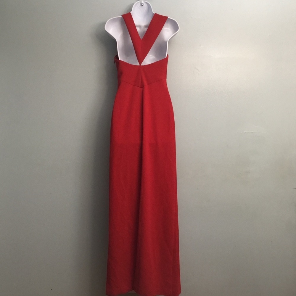 BCBG Vibrant Red Square Neck Sheath Maxi Dress for Prom - Picture 3 of 15